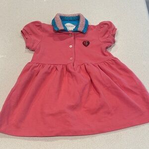 Gucci Coral Pink Polo Dress with Blue Glitter Collar